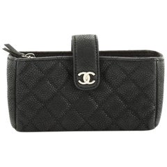 Chanel Phone Holder Clutch Quilted Caviar Mini