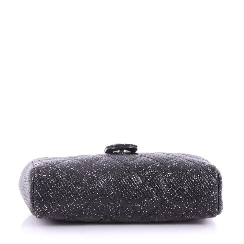Chanel Phone Holder Clutch Quilted Glitter Caviar In Good Condition In NY, NY