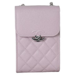 Chanel Phone Holder Clutch With Chain Light Pink