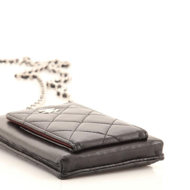 Black Chanel Phone Holder Crossbody Bag Quilted Lambskin