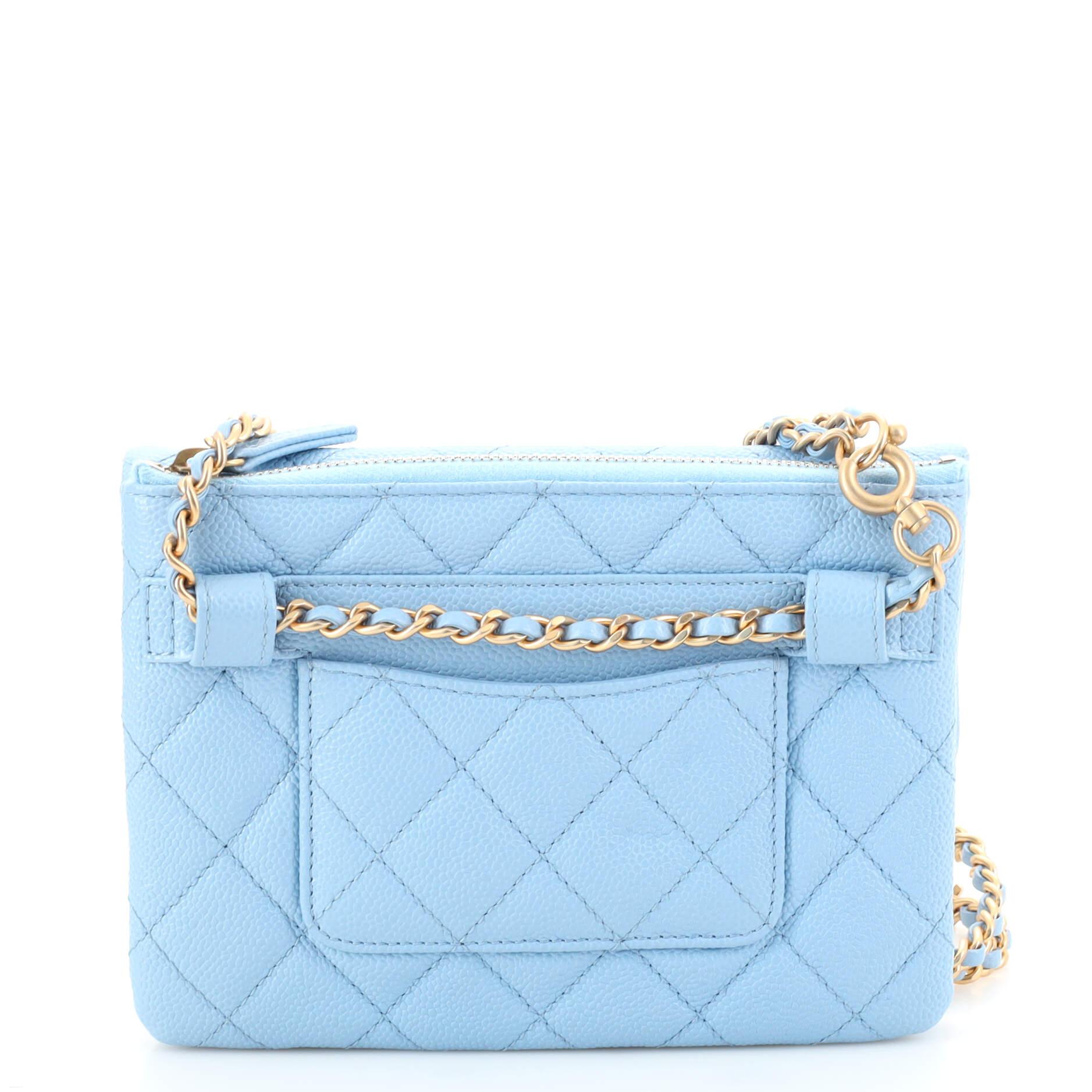 Chanel Pick Me Up Logo Chain Belt Bag Quilted Caviar In Good Condition In NY, NY