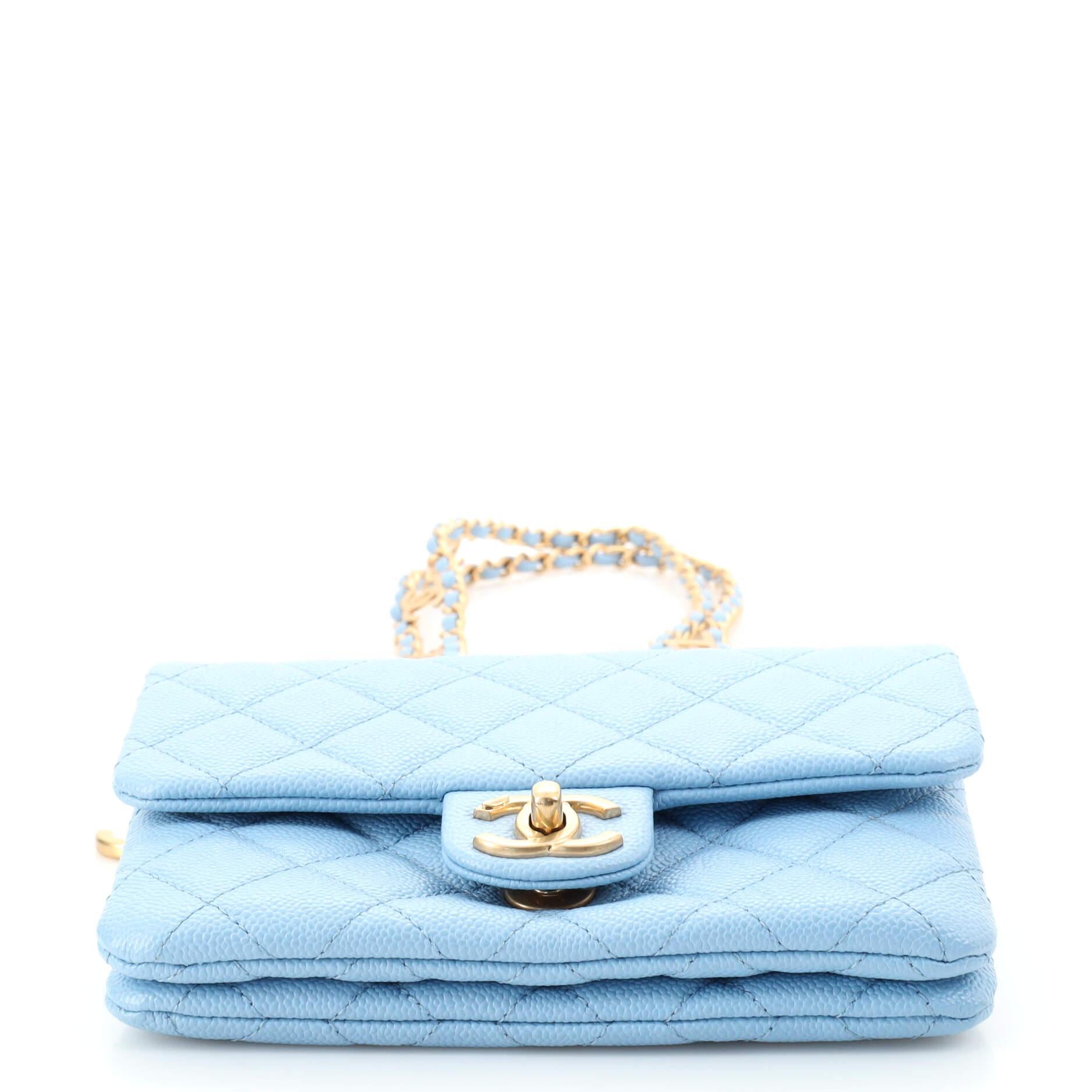 Women's Chanel Pick Me Up Logo Chain Belt Bag Quilted Caviar