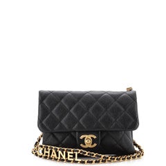 Chanel Pick Me Up Logo Chain Belt Bag Quilted Caviar