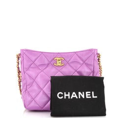 Chanel Pick Me Up Logo Chain Hobo Quilted Lambskin Small
