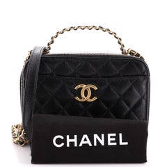 Chanel Pick Me Up Logo Handle Vanity Case Quilted Caviar Mini
