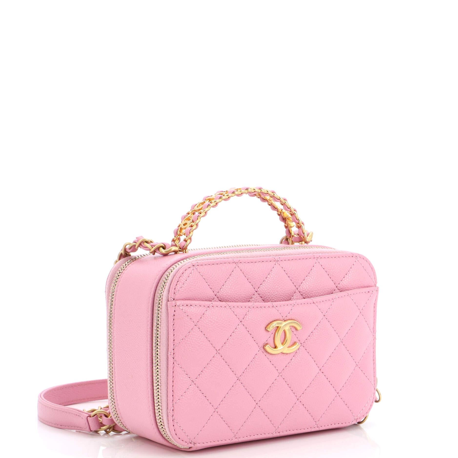 Chanel  Pick Me Up Logo Handle Vanity Case Quilted Caviar Mini In Good Condition In NY, NY