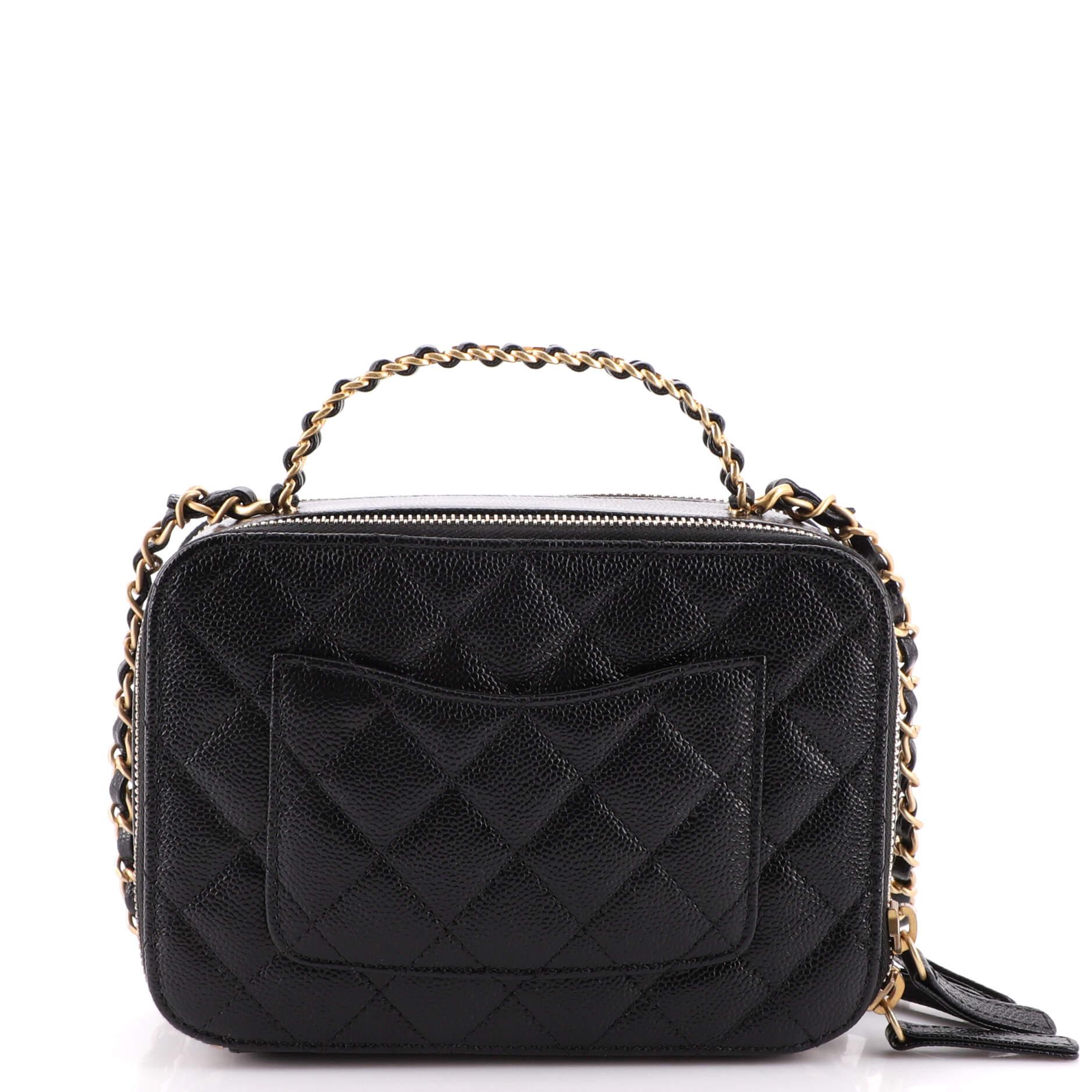 Chanel Pick Me Up Logo Handle Vanity Case Quilted Caviar Mini In Good Condition In NY, NY