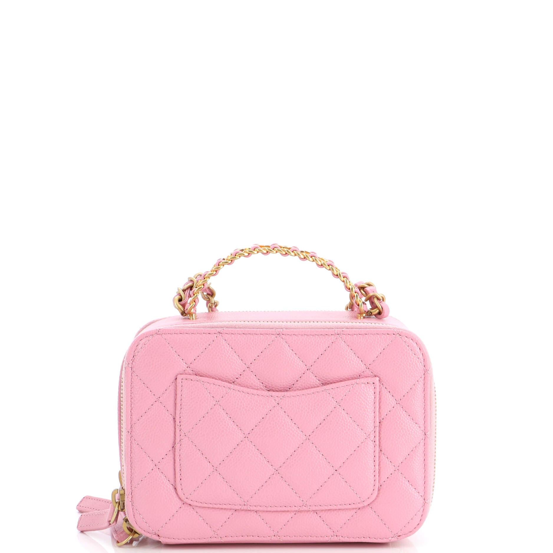 De las mujeres Chanel  Neceser Pick Me Up Mini Caviar Acolchado con Asa con Logotipo