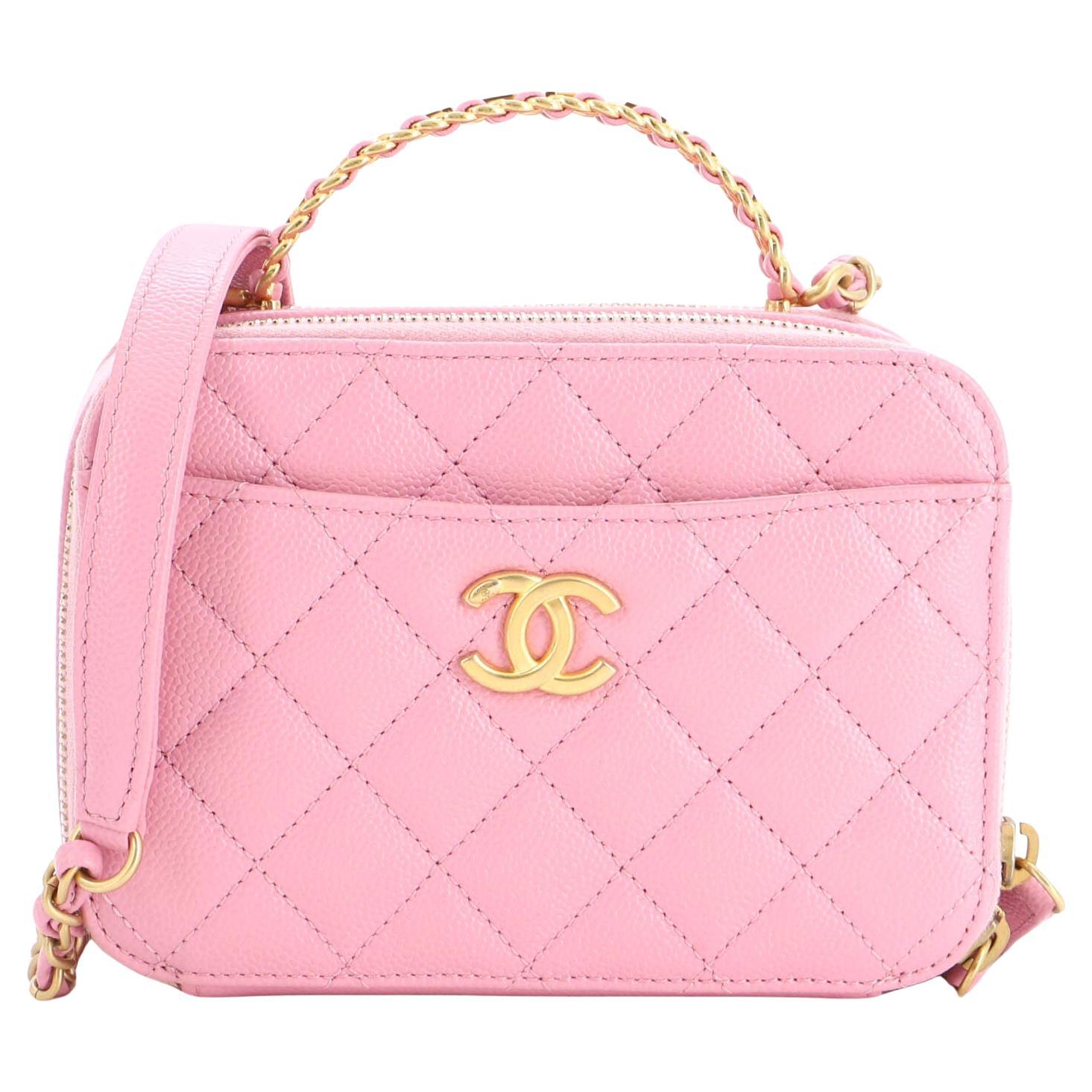 Chanel  Pick Me Up Logo Handle Vanity Case Quilted Caviar Mini