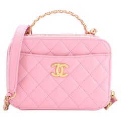 Chanel  Pick Me Up Logo Handle Vanity Case Quilted Caviar Mini
