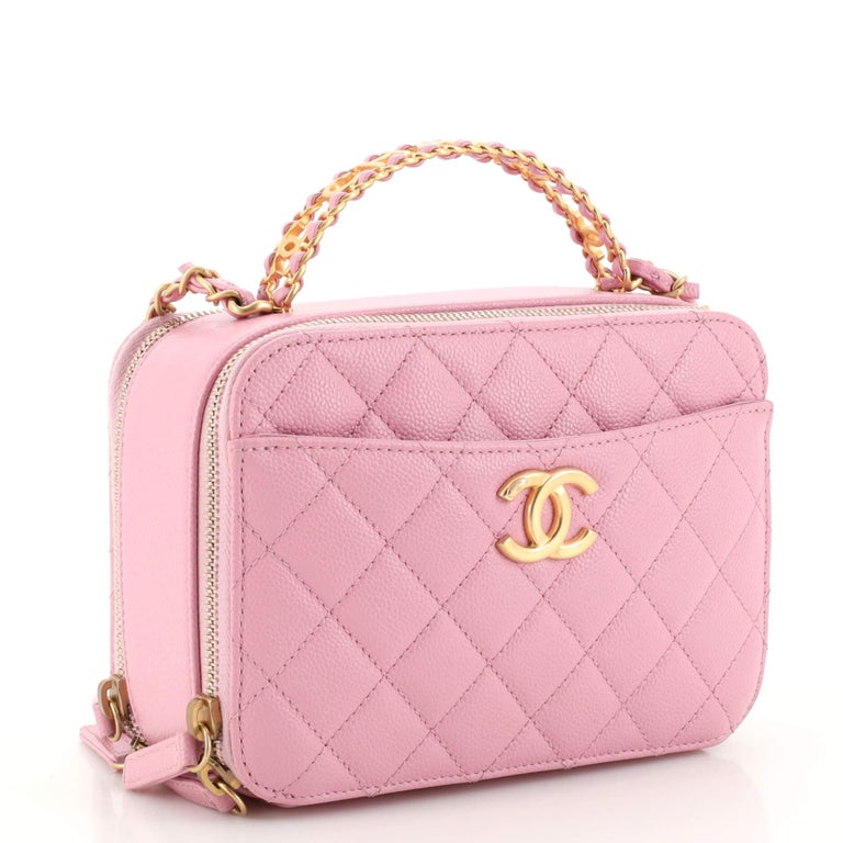 Chanel Pick Me Up Logo Handle Vanity Case Quilted Caviar Small at 1stDibs