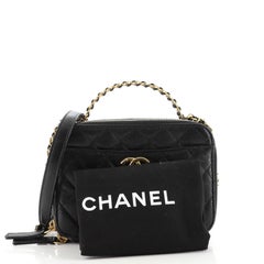 Chanel Pick Me Up Logo Handle Vanity Case Quilted Caviar Small