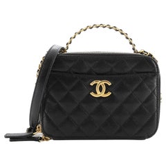 Chanel Pick Me Up Logo Handle Vanity Case Quilted Caviar Small