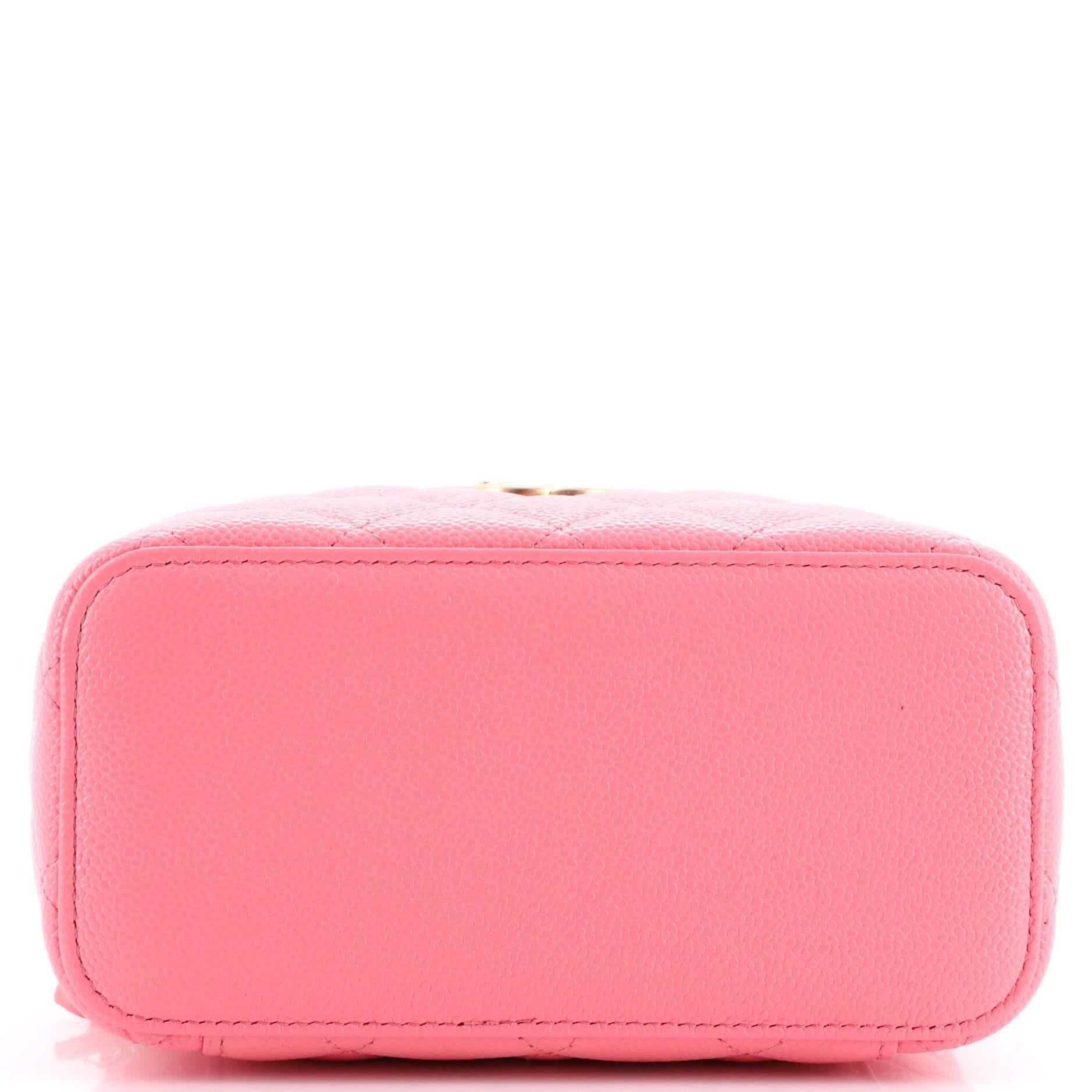 Women's Chanel Pick Me Up Logo Handle Vanity Case with Chain Quilted Caviar Small