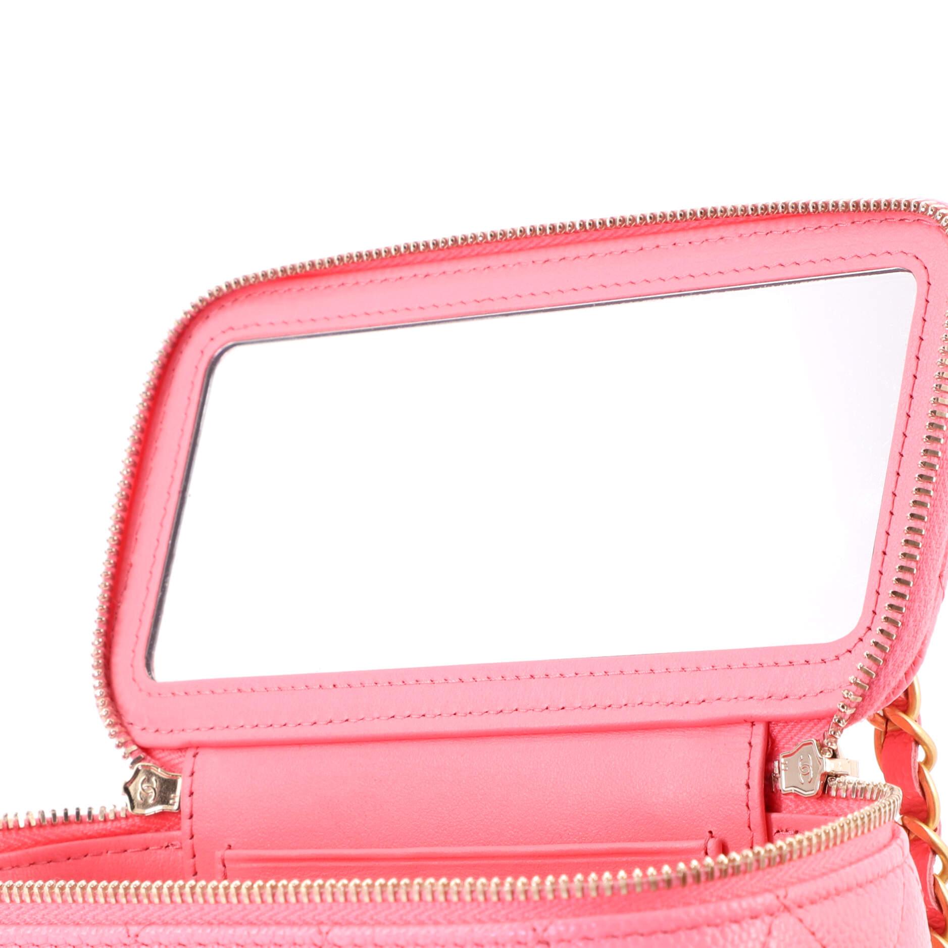 Chanel Pick Me Up Logo Handle Vanity Case with Chain Quilted Caviar Small 2