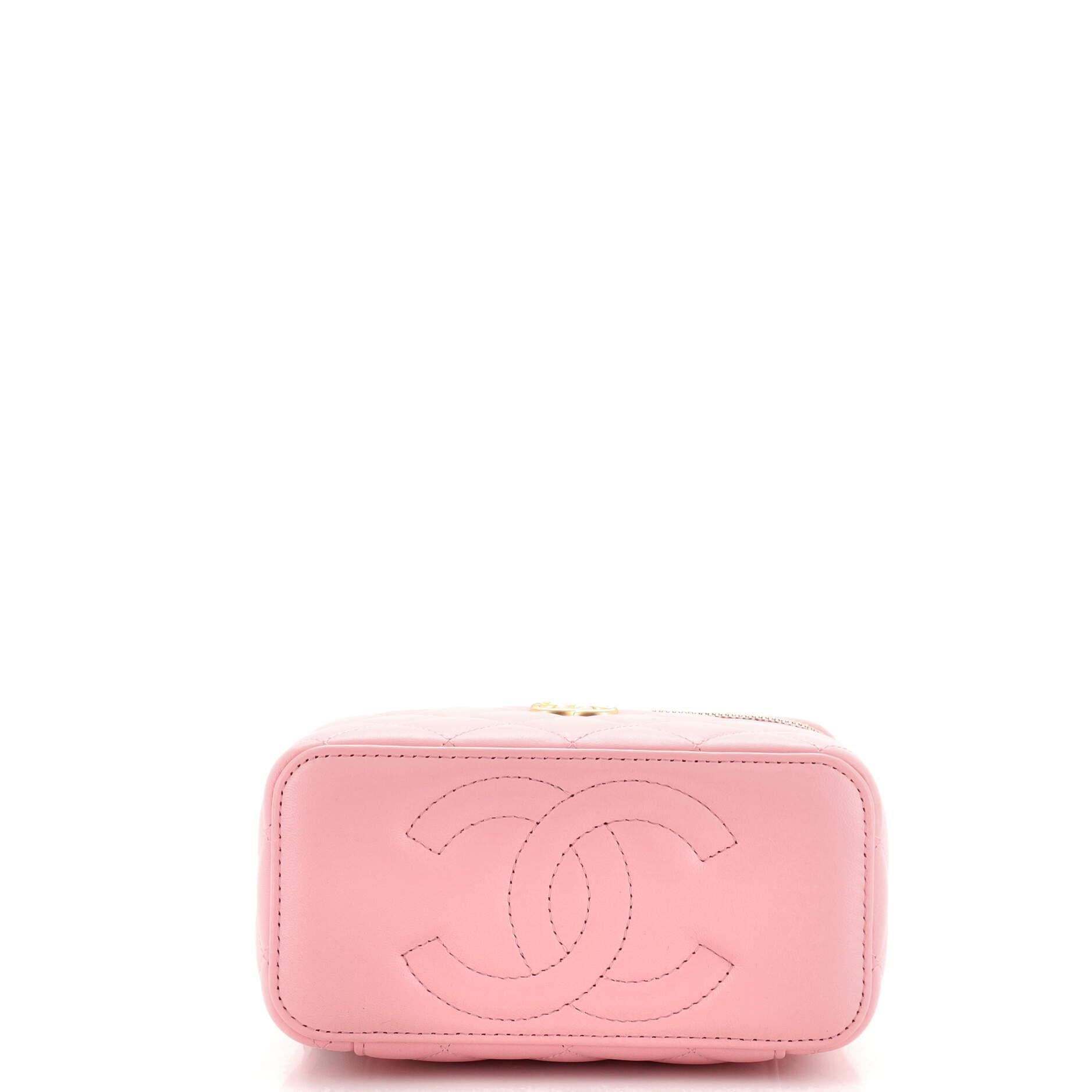 Chanel Pick Me Up Logo Handle Vanity Case with Chain Quilted Lambskin 1
