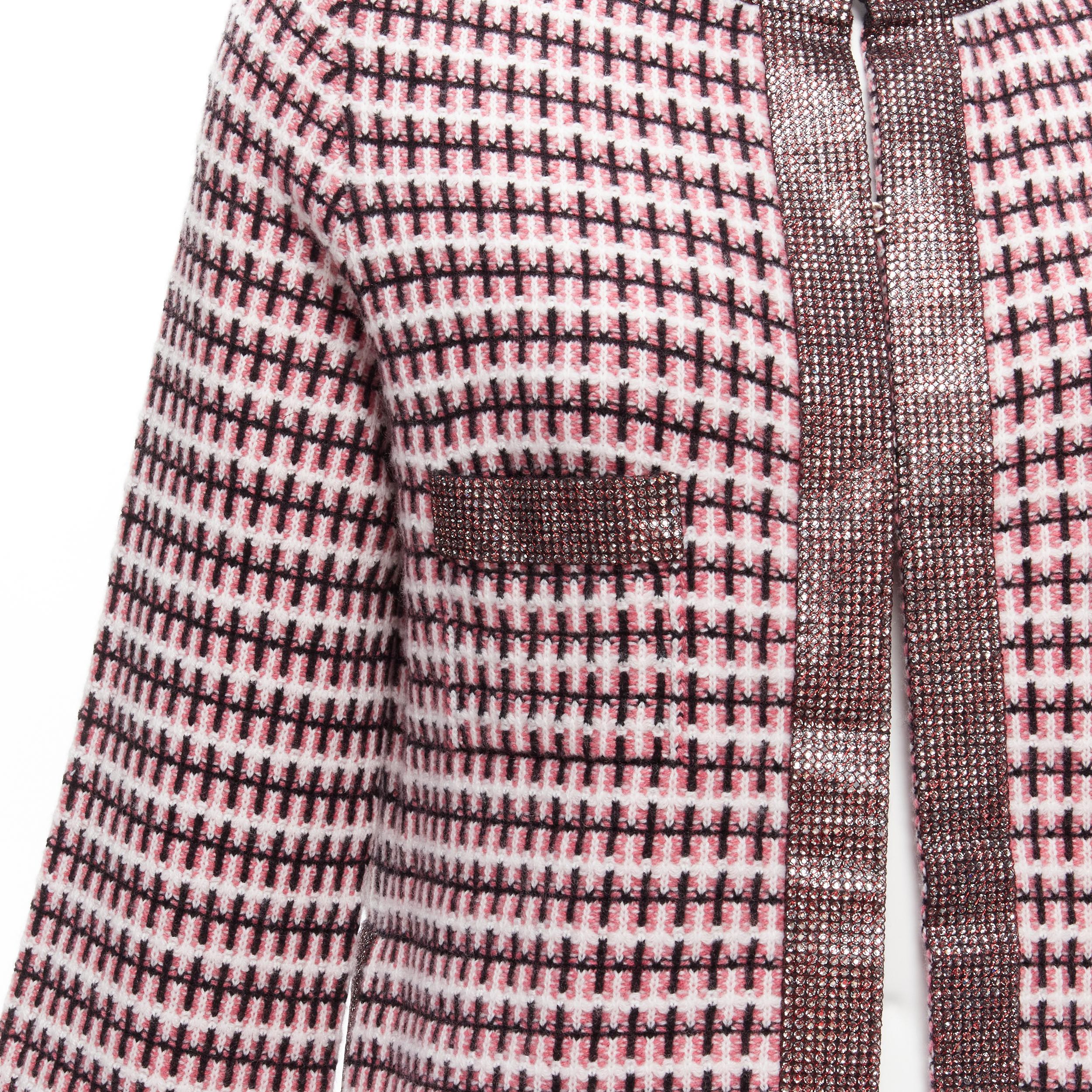 CHANEL pink 100% cashmere tweed crystal trim swing cardigan jacket FR34 XS For Sale 3