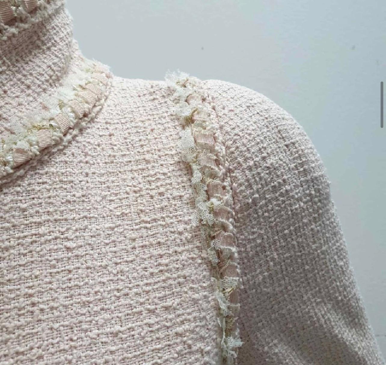 Chanel Pink 13c Cruise 2013 Boucle Fringe Military Style Pea Jacket Coat 2
