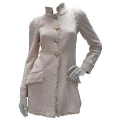 Chanel Pink 13c Cruise 2013 Boucle Fringe Military Style Pea Jacket Coat