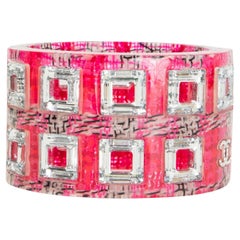 CHANEL pink 2014 RHINESTONE RESIN Bangle Bracelet