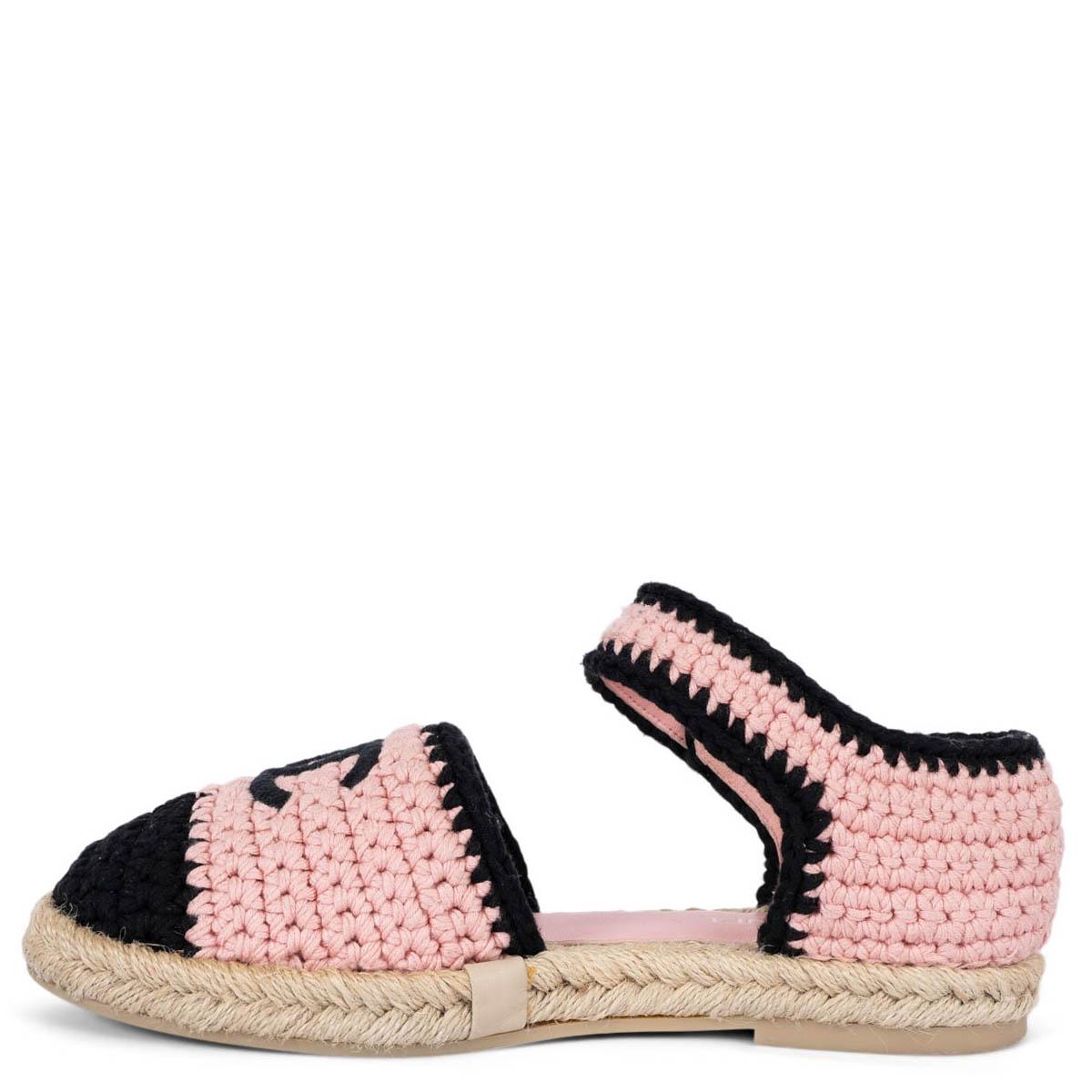 Women's CHANEL pink 2022 22C DUBAI BRAIDED KNIT MARY JANE ESPADRILLES Shoes 36 For Sale