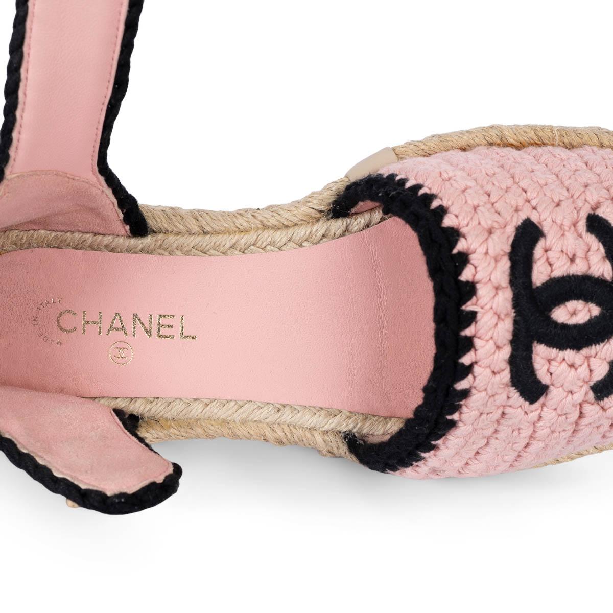 CHANEL pink 2022 22C DUBAI BRAIDED KNIT MARY JANE ESPADRILLES Shoes 36 For Sale 3