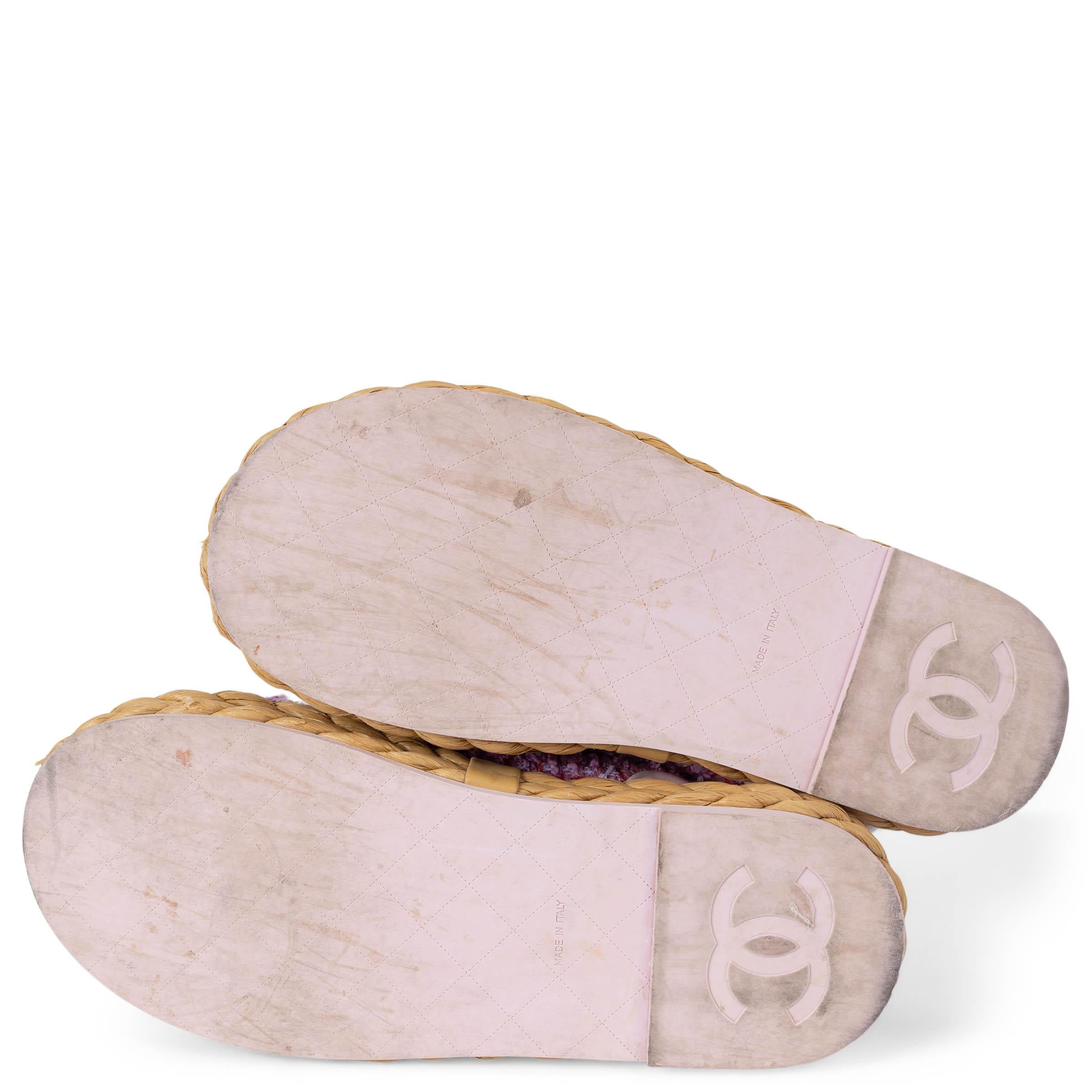 CHANEL pink 22P DAD TWEED Flats Sandals Shoes 39.5 For Sale 4