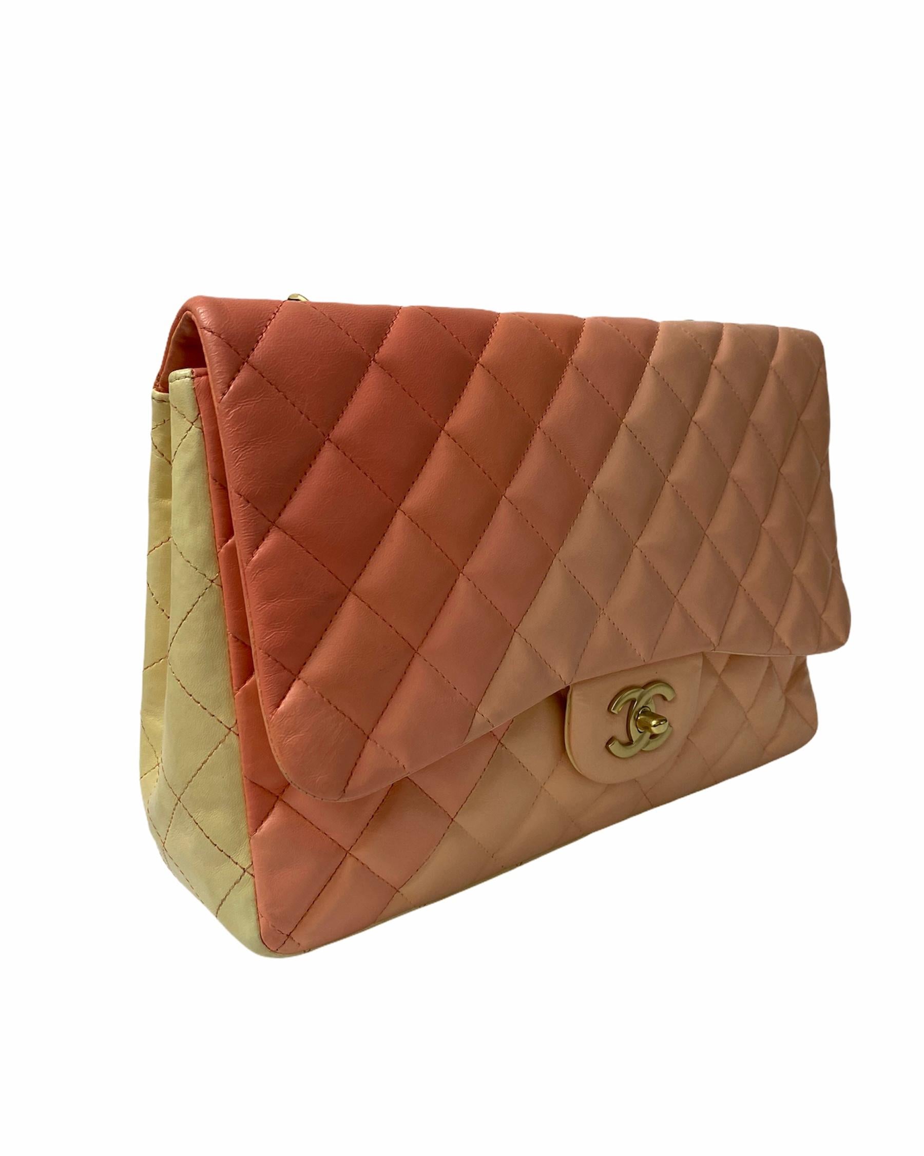 Chanel Pink and Beige Leather Jumbo Limited Edition Bag  In Good Condition In Torre Del Greco, IT