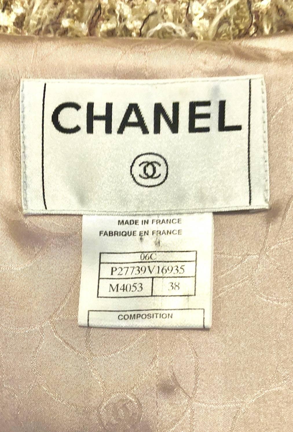 Chanel Pink and Beige Poof Sleeve Skirt Suit with Front Inverted Pleat 2