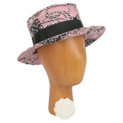 Cappello Chanel in cotone rosa e nero, 1993
