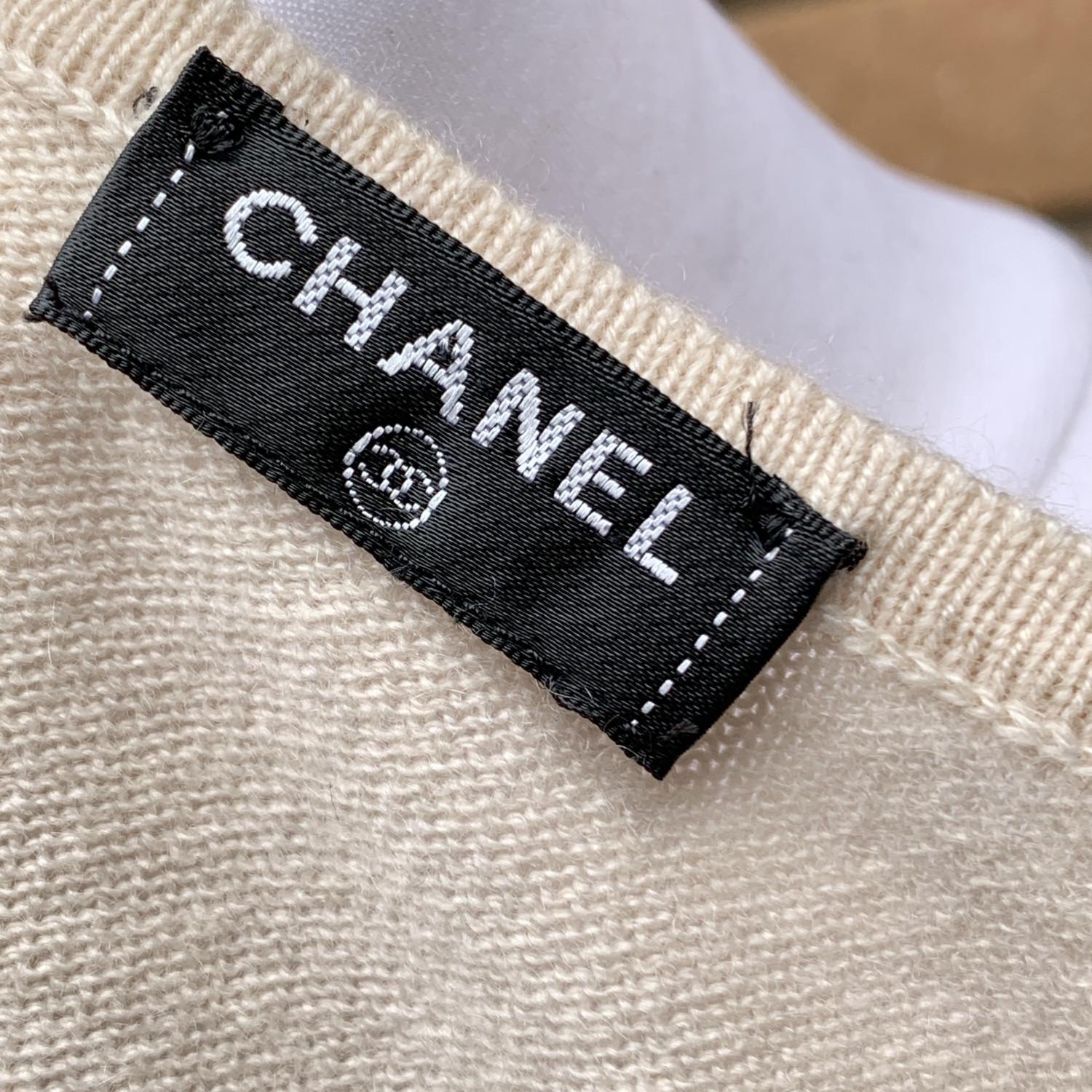 Women's Chanel Pink and Black Striped Cashmere Knit Sleeveless Dress