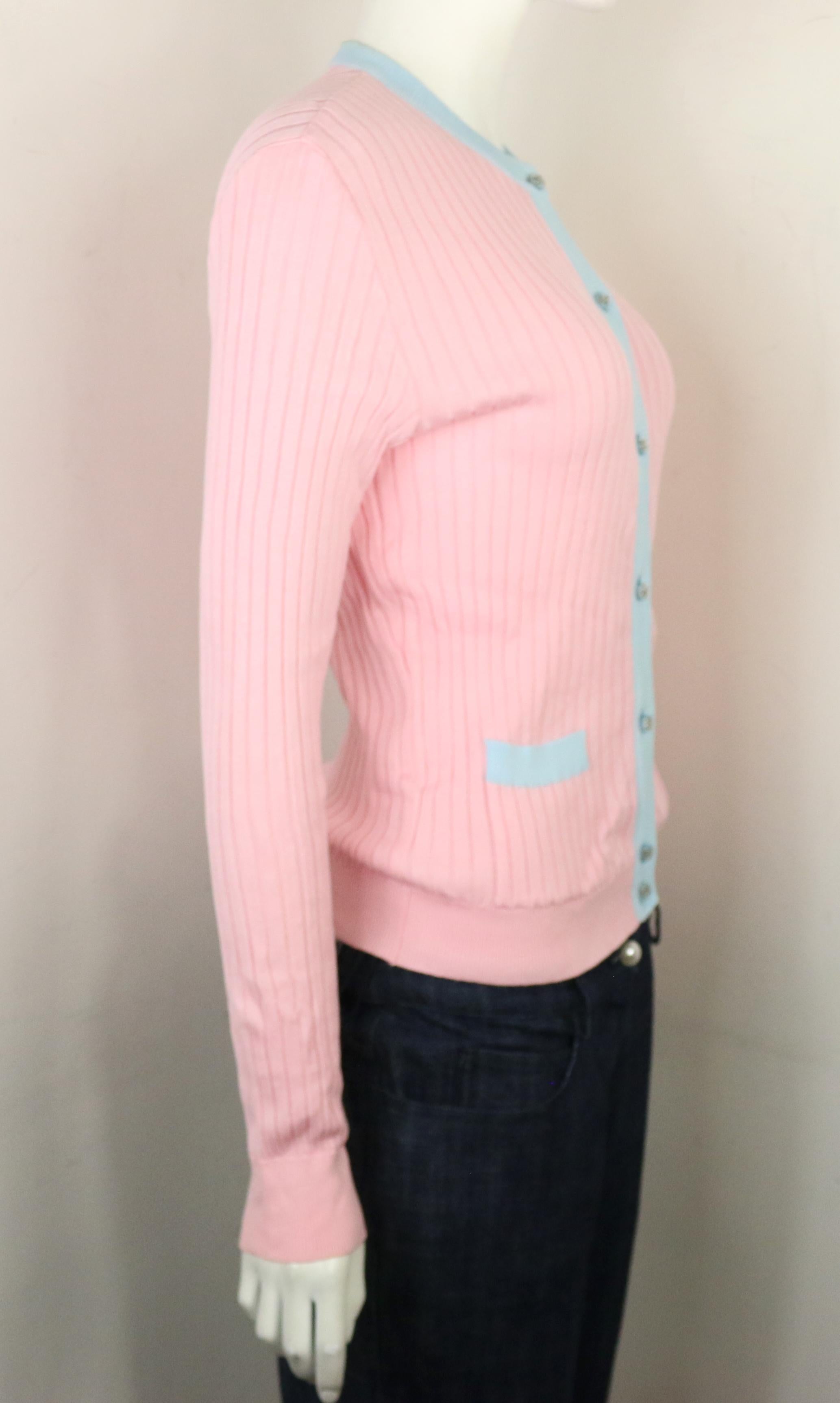 Chanel Pink and blue cardigan from spring /summer 1997 collection. 

Size 44. 

