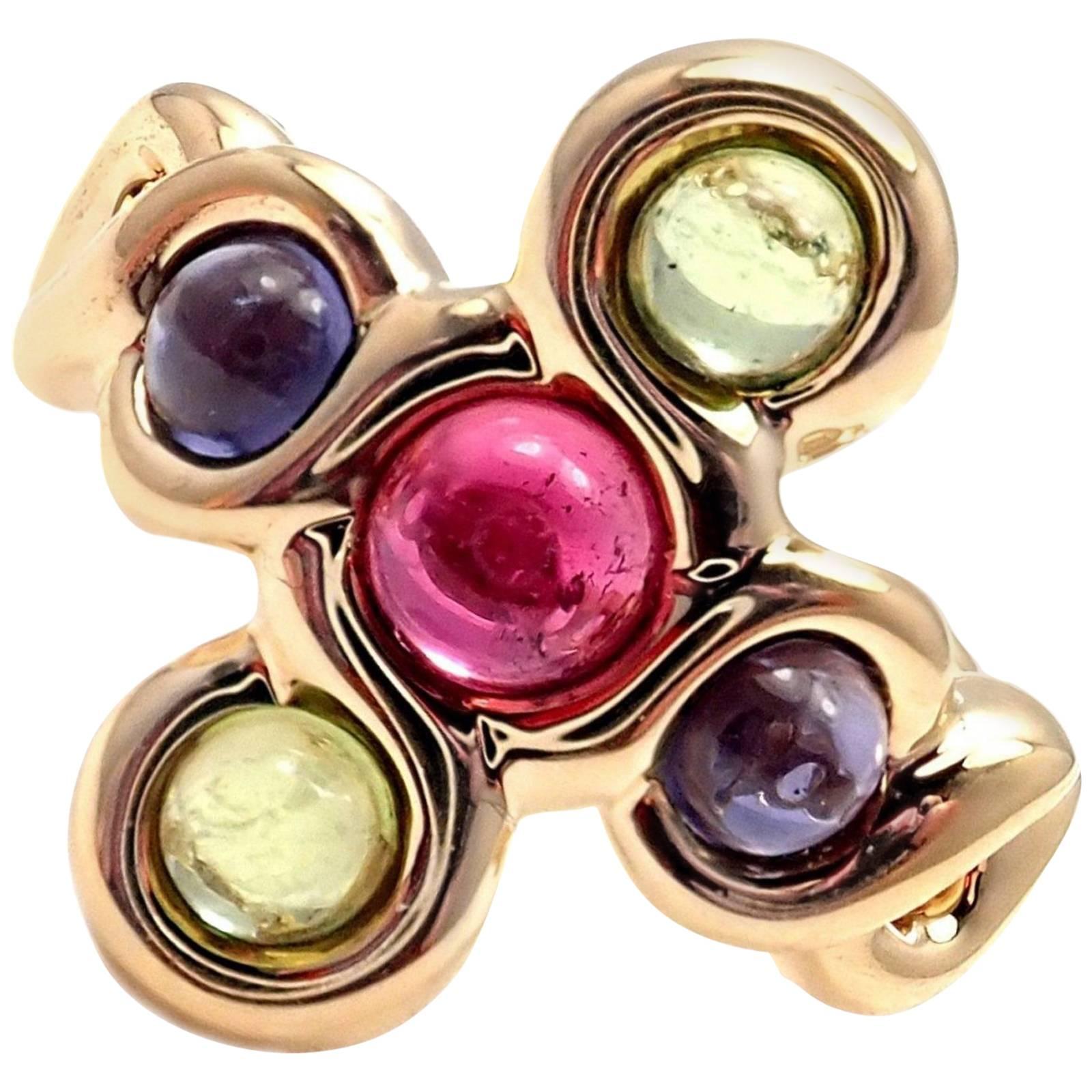 Chanel Pink and Green Tourmaline Yellow Gold Ring
