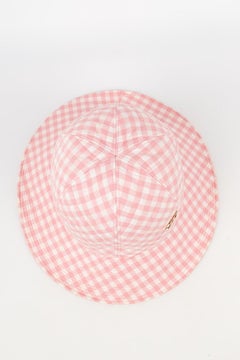 Chanel Pink and White Gingham Quilted Cotton Hat