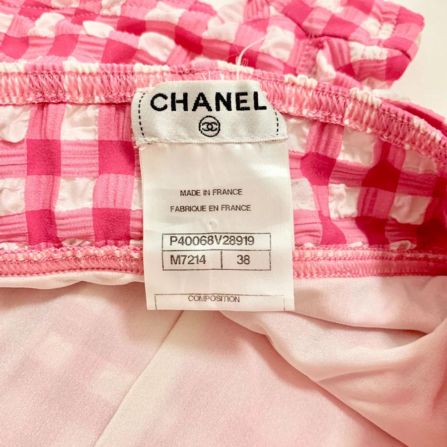 CHANEL Pink and White Gingham Swimming Suit  4