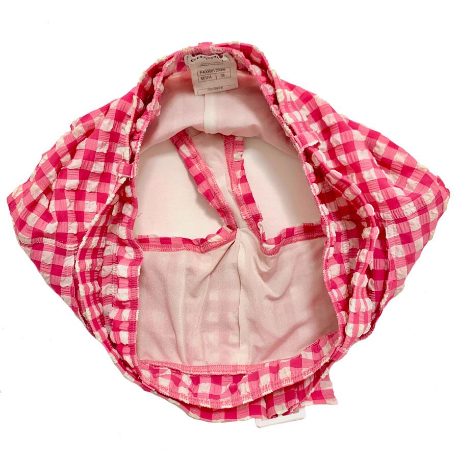 CHANEL Pink and White Gingham Swimming Suit  6