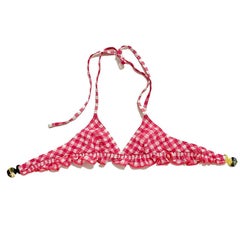 CHANEL Pink and White Gingham Swimming Suit