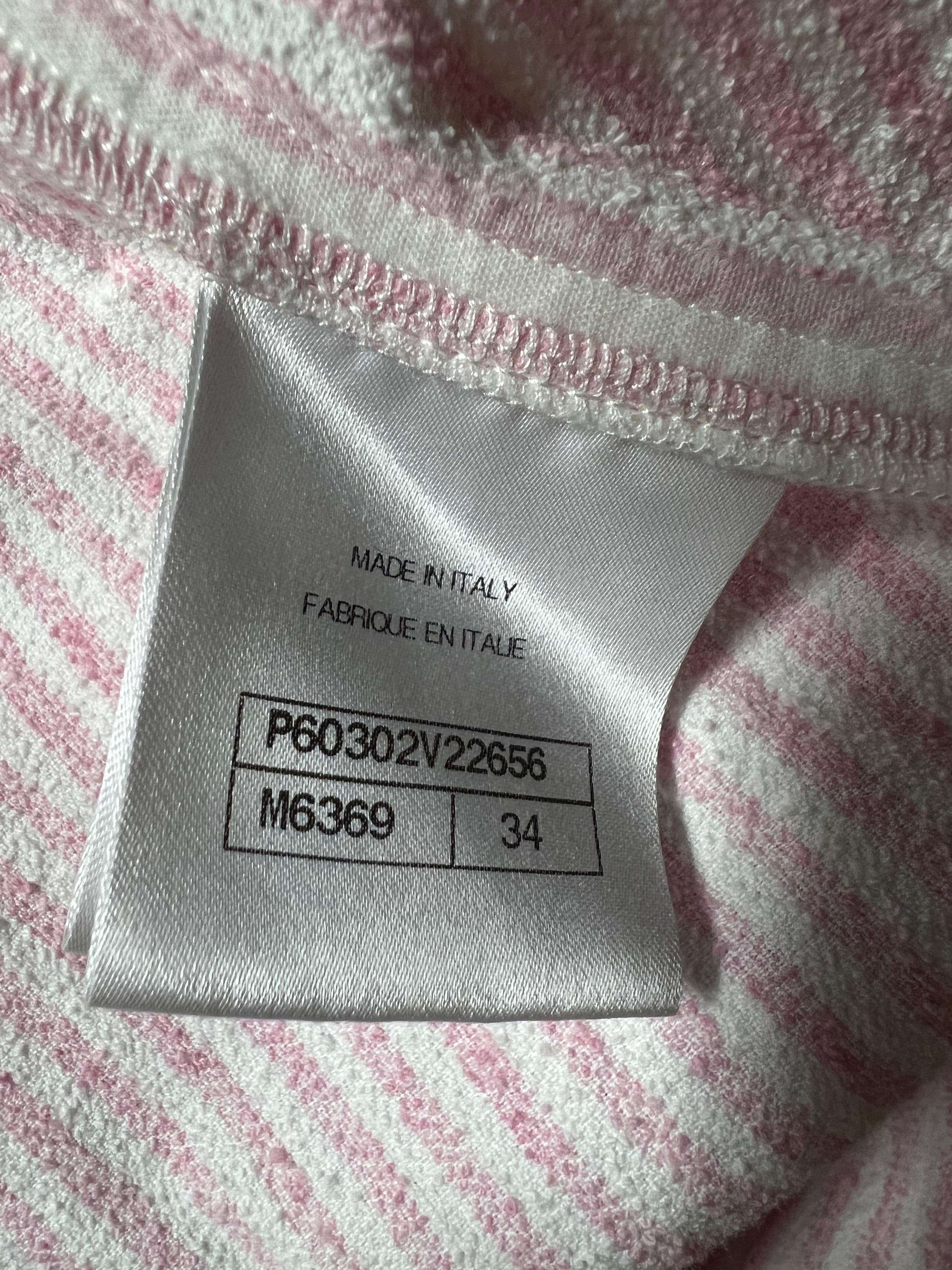 Chanel Pink and White Terry Cloth Robe Jacket, Size 34 1