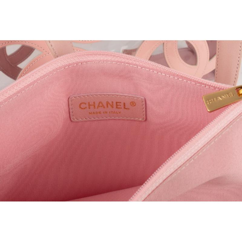 Borsa rosa Chanel in tessuto pvc trasparente e pelle verniciata, 2004/2005 5