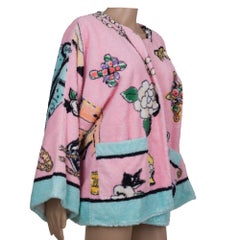 CHANEL pink big silhouette front opening long sleeve bathrobe