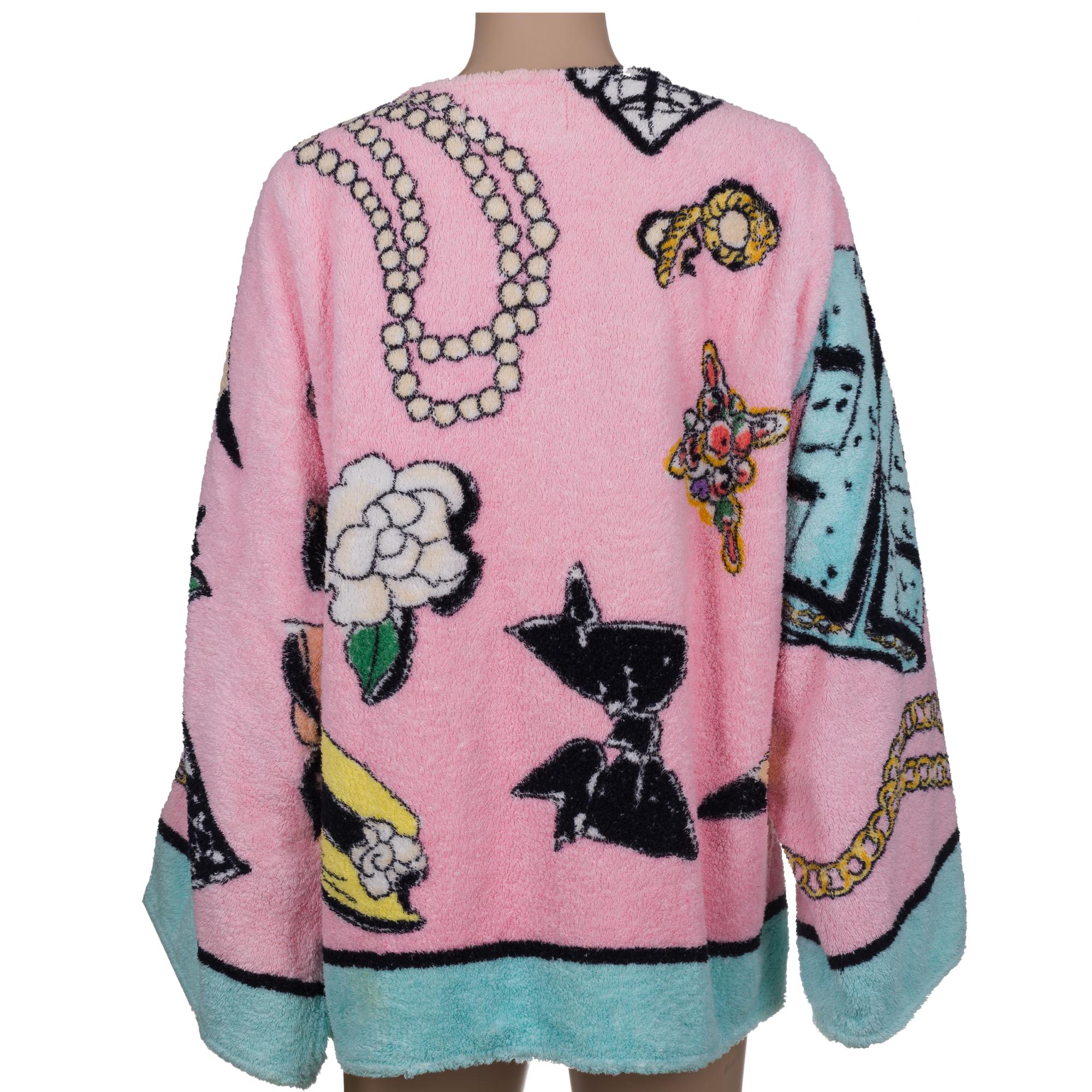 Gris CHANEL rose avec grande silhouette devant ouverte à manches longues en vente