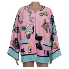 CHANEL pink big silhouette front opening long sleeve bathrobe