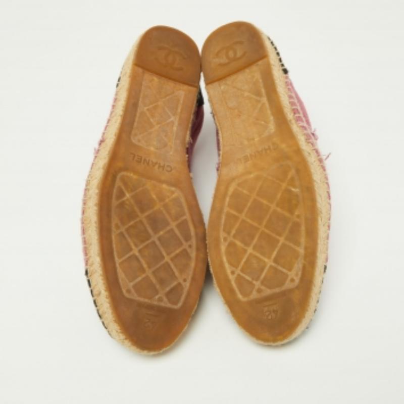 Chanel Rosa/Schwarze Canvas CC High Top Espadrille Flats Größe 42 im Angebot 2