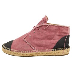 Chanel Pink/Black Canvas CC High Top Espadrille Flats Size 42