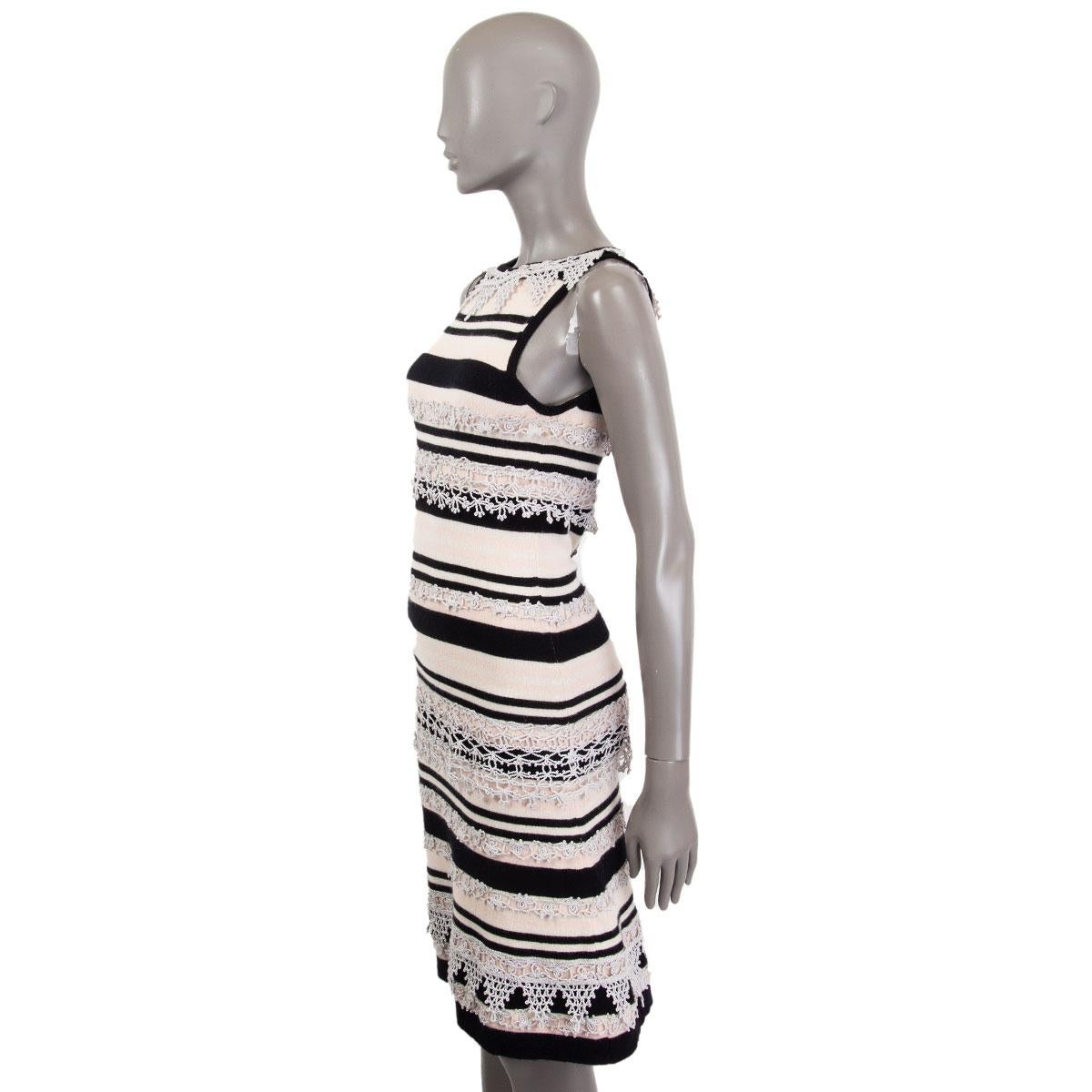 CHANEL rosa negro cachemira RASPADO SIN MANGA Vestido 38 S 11C Gris en venta