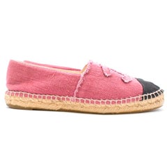 Chanel Pink & Black CC Canvas Espadrilles 39