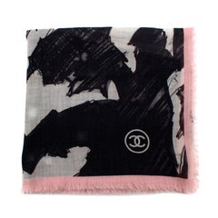Chanel Pink & Black CC Moon Sketch Cashmere Shawl