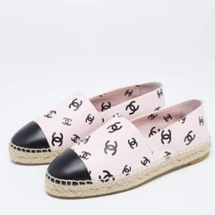 Espadrilles en cuir imprimé CC rose/noir Chanel Taille 41