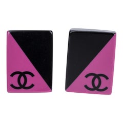 Chanel Pink & Black Earrings