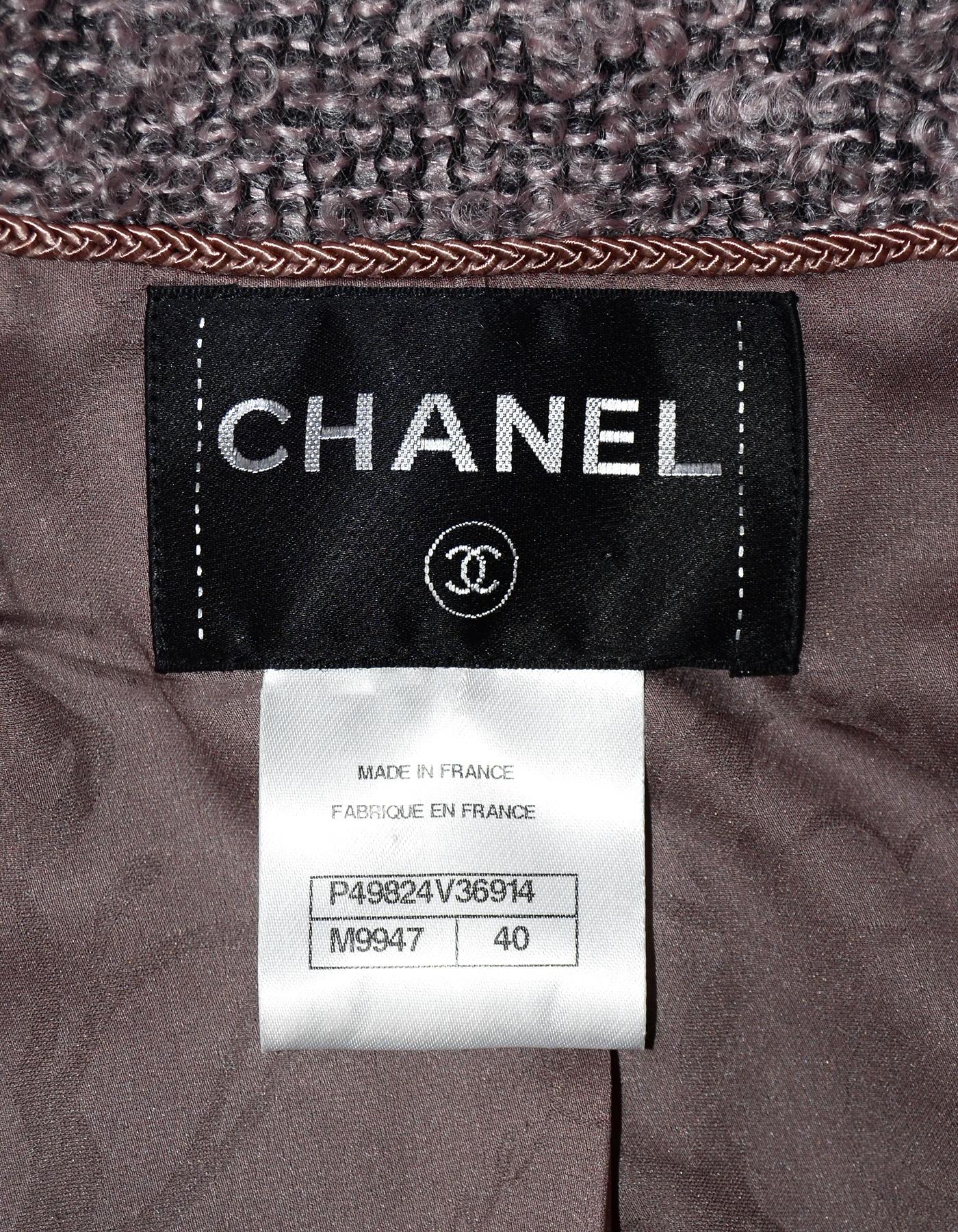 Women's Chanel Pink/Black Mohair Skirt/Cropped Jacket 2 Piece Suit Set Sz 40